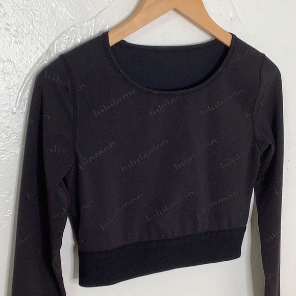 Lululemon Wunder Train Cropped Special Edition Logo Long sleeve top SZ 8 EUC - Picture 5 of 15